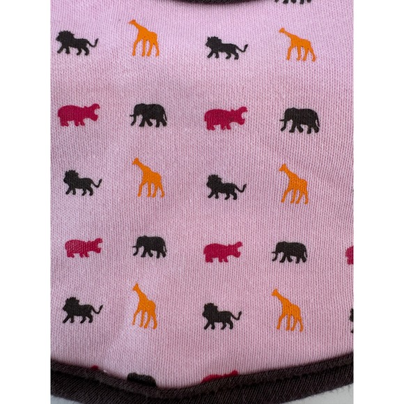 LASSIG Baby Bib Small 0-6 Months Pink Animal Print Jungle Giraffe Elephant NWT - Picture 4 of 9